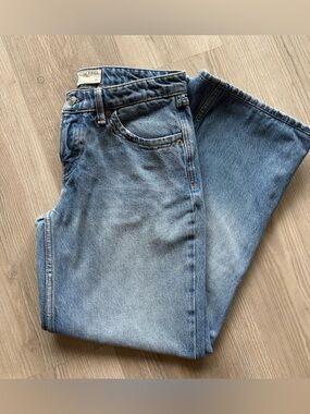 Free People Light Blue Low Rise Wide Leg Jeans